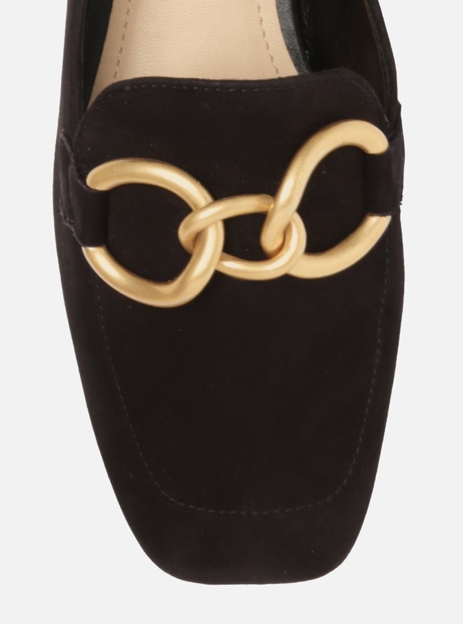 Mocassim Preto Nobuck Bico Quadrado Elos