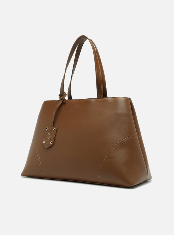 Bolsa Tote Marrom Grande Costuras Bag Charm