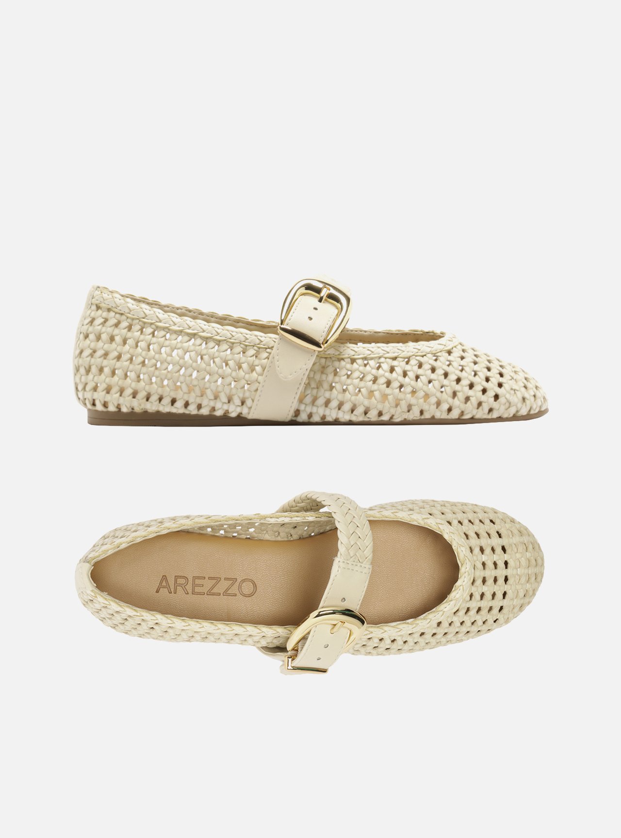 Sapatilha Off-White Tramada Fivela Dourada — foto 5