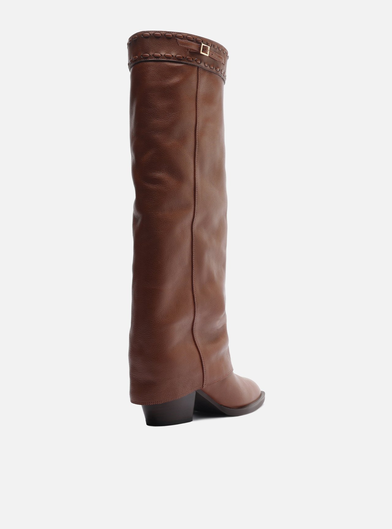 Bota Caramelo Couro Cano Longo Polaina Folk — foto 3