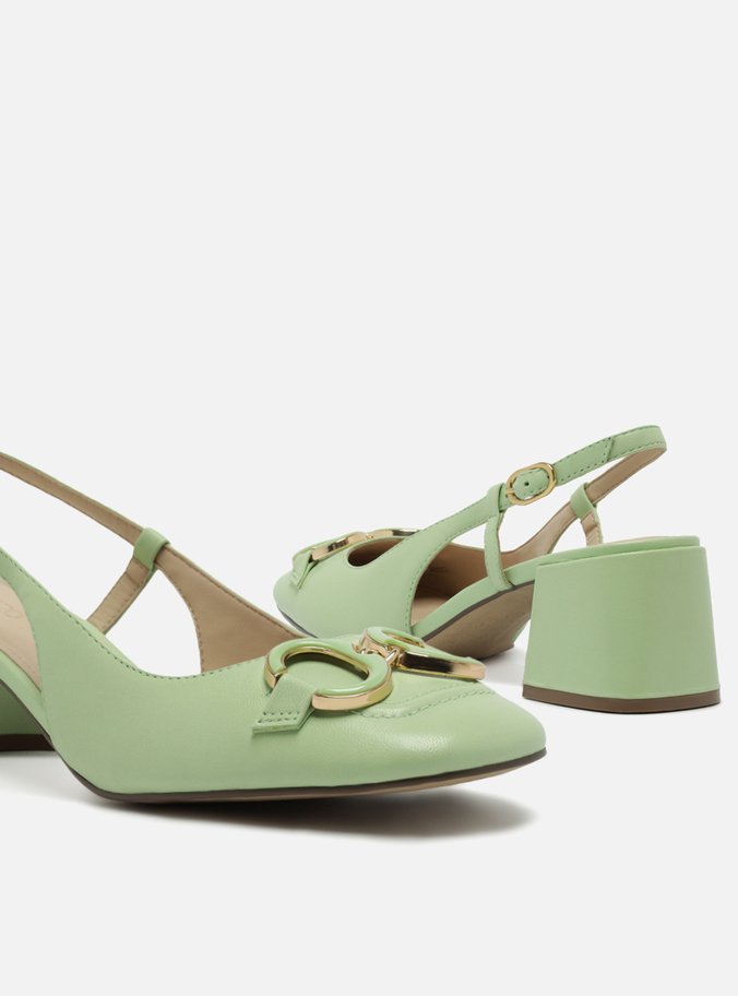 Scarpin Verde Bico Quadrado Bridão
