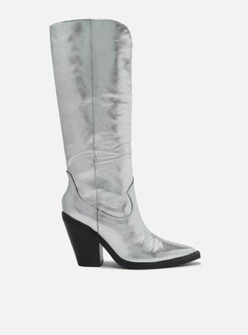 Bota Prata Cano Longo Bloco Western
