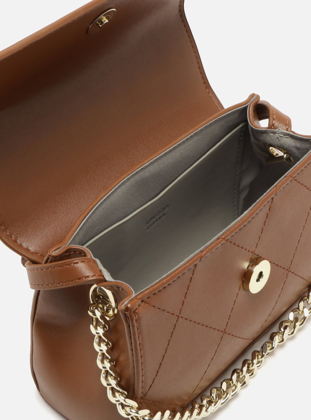 Bolsa Tiracolo Marrom Pequena Corrente Metal — foto 4