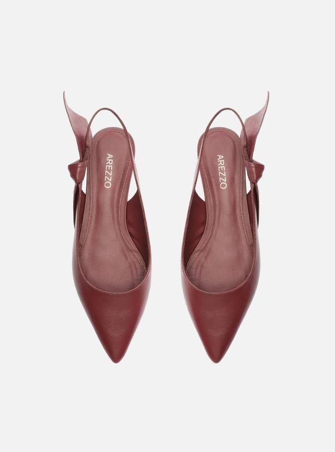 Sapatilha Vinho Couro Slingback Nó