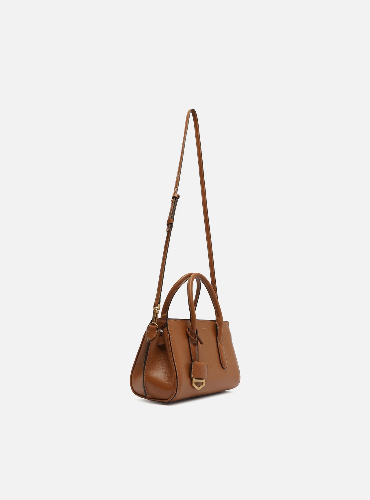 Bolsa Tote Marrom Couro Pequena Metais — foto 5