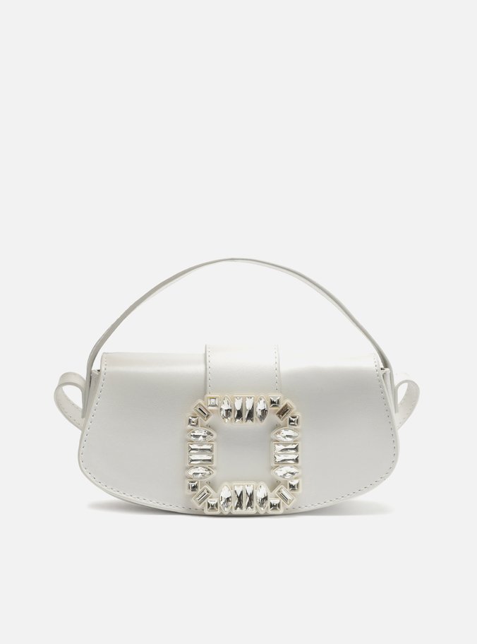 Bolsa Tiracolo Branca Couro Pequena Pedraria Icon