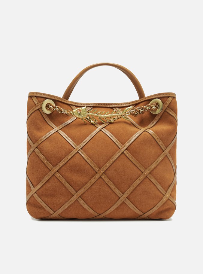 Bolsa Tiracolo Marrom Camurcina Média Metal