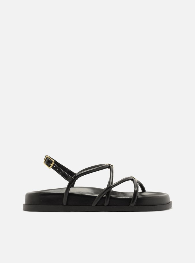 Sandália Papete Preta Flatform Metais