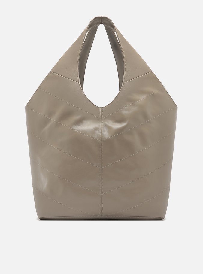 Bolsa Hobo Cinza Couro Ísis Grande