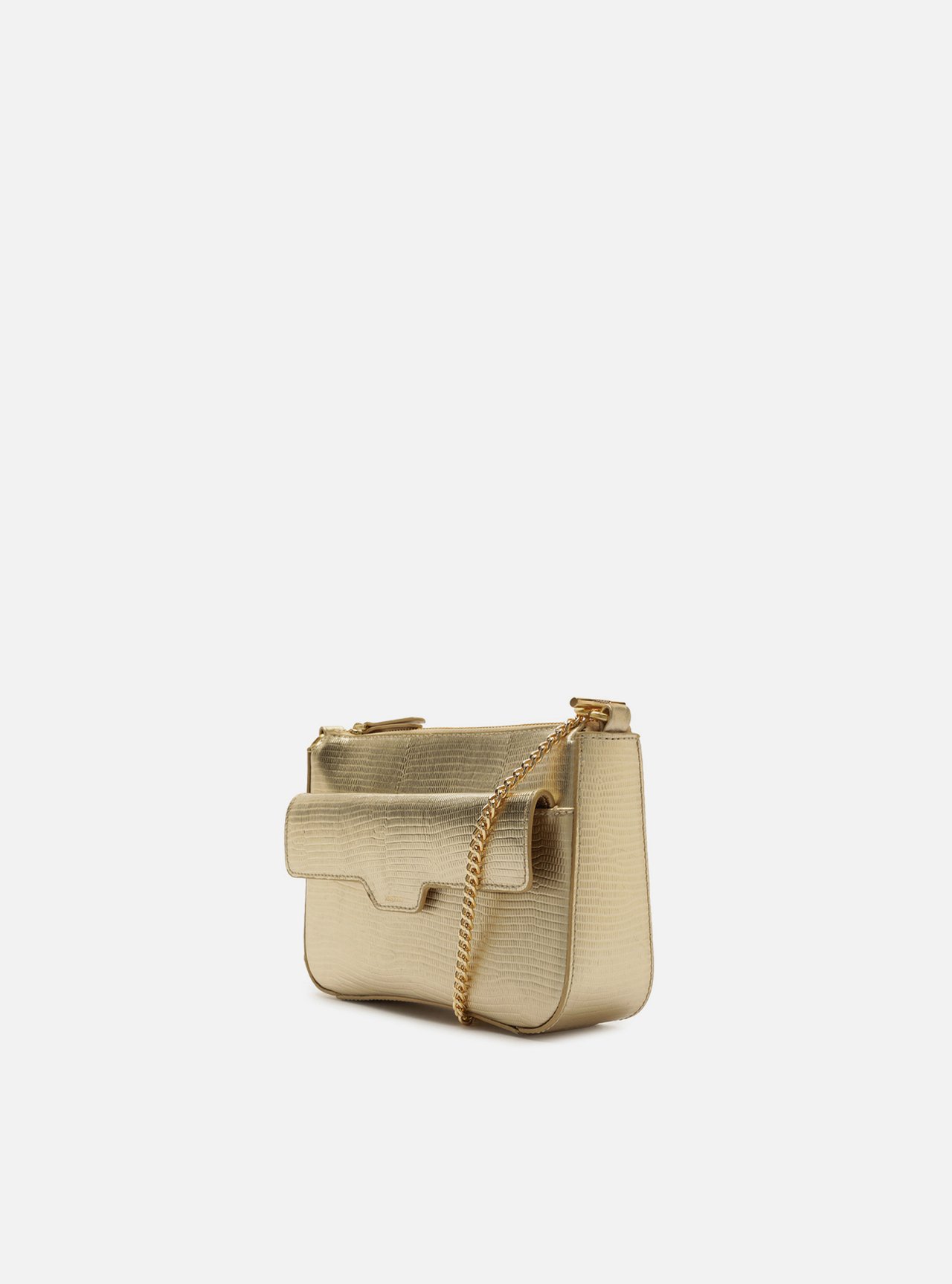 Bolsa Tiracolo Dourada Couro Pequena Corrente — foto 2