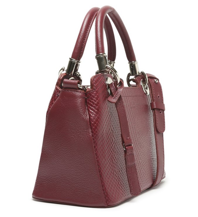 Bolsa Tote Couro Skin Média Bordô