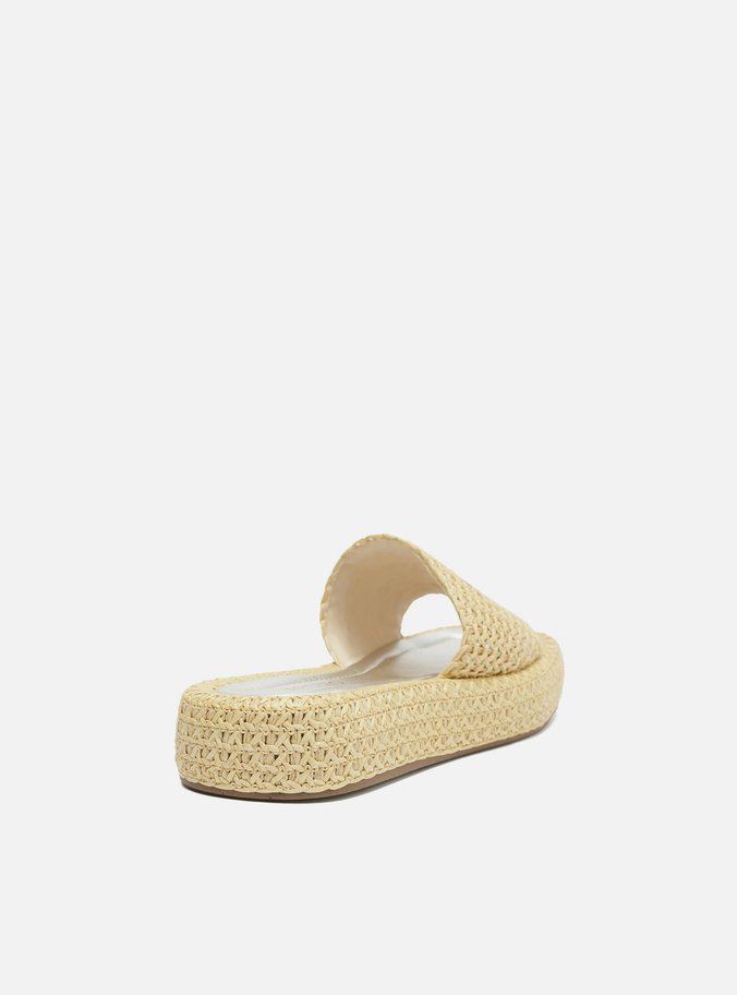 Sandália Bege Palha Crochê Flatform