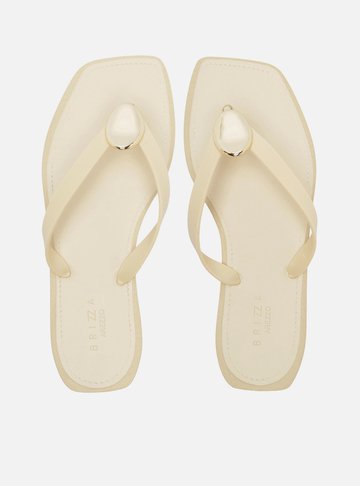 Arezzo — Chinelo de Dedo Branca Bico Quadrado Brizza