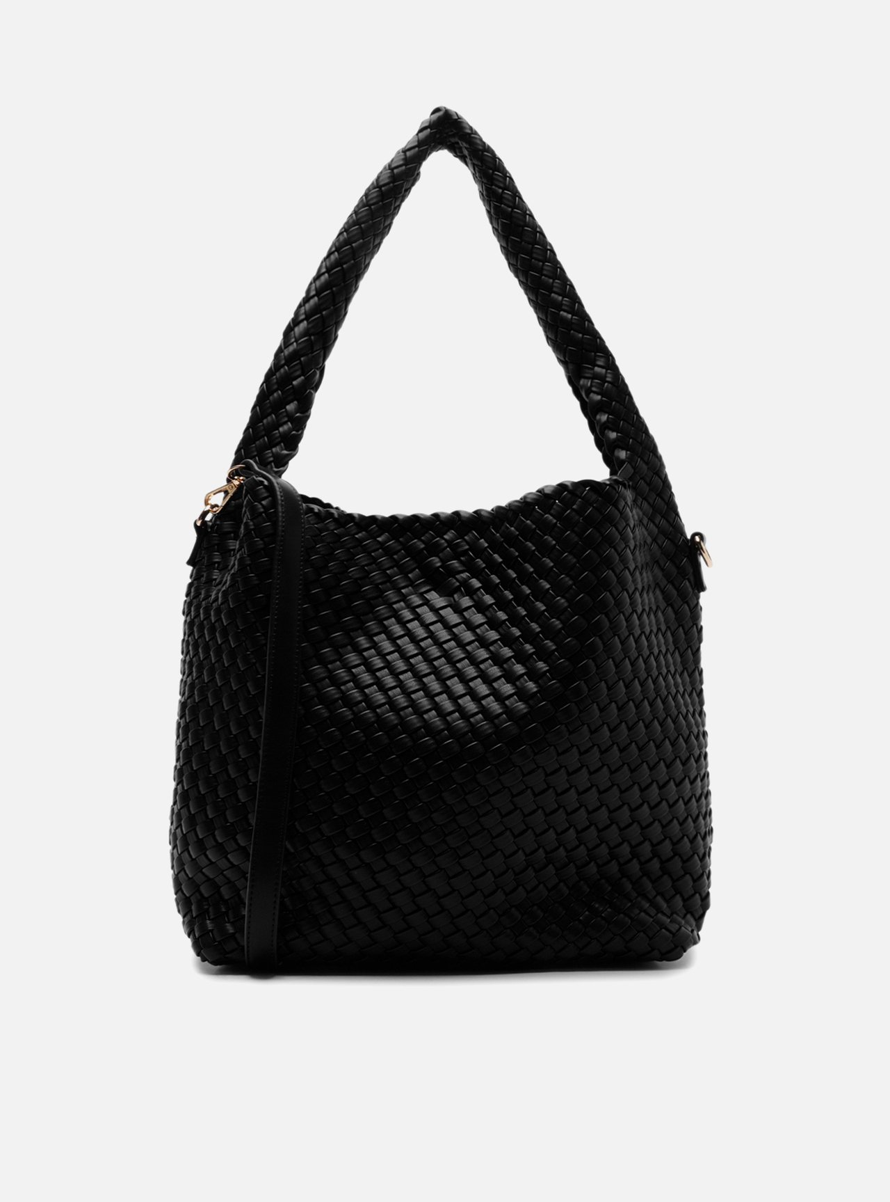 Bolsa Tote Preta Tressê Grande Alça Trançada — foto 3
