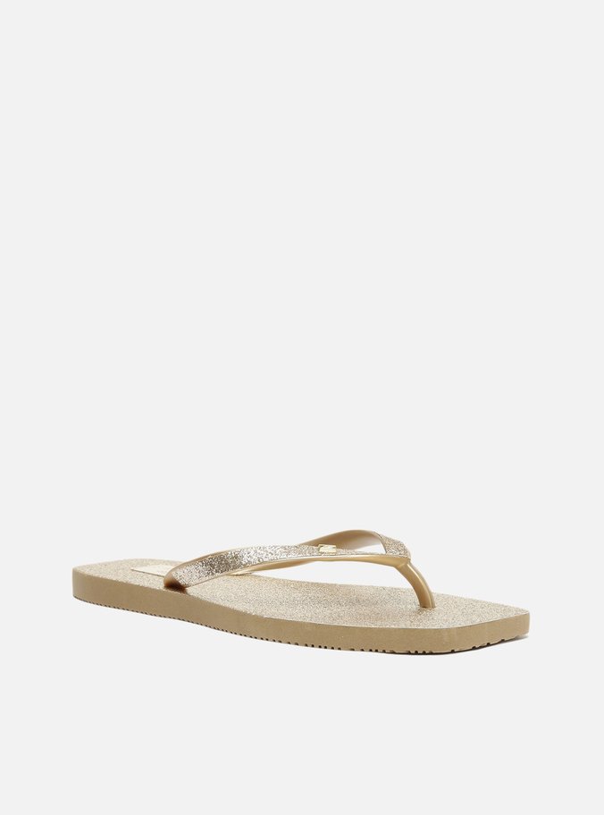 Chinelo de Dedo Dourado Tira Metalizada Brizza