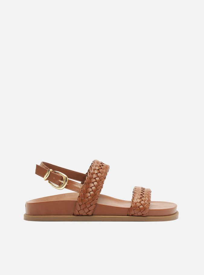 Sandália Rasteira Marrom Tiras