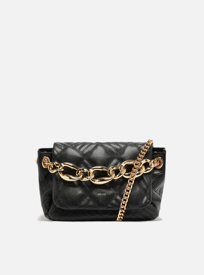 Bolsa Tiracolo Preta Couro Matelassê Média