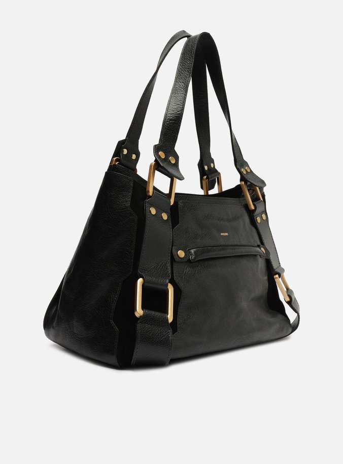 Bolsa Tote Preta Couro Gretha Grande