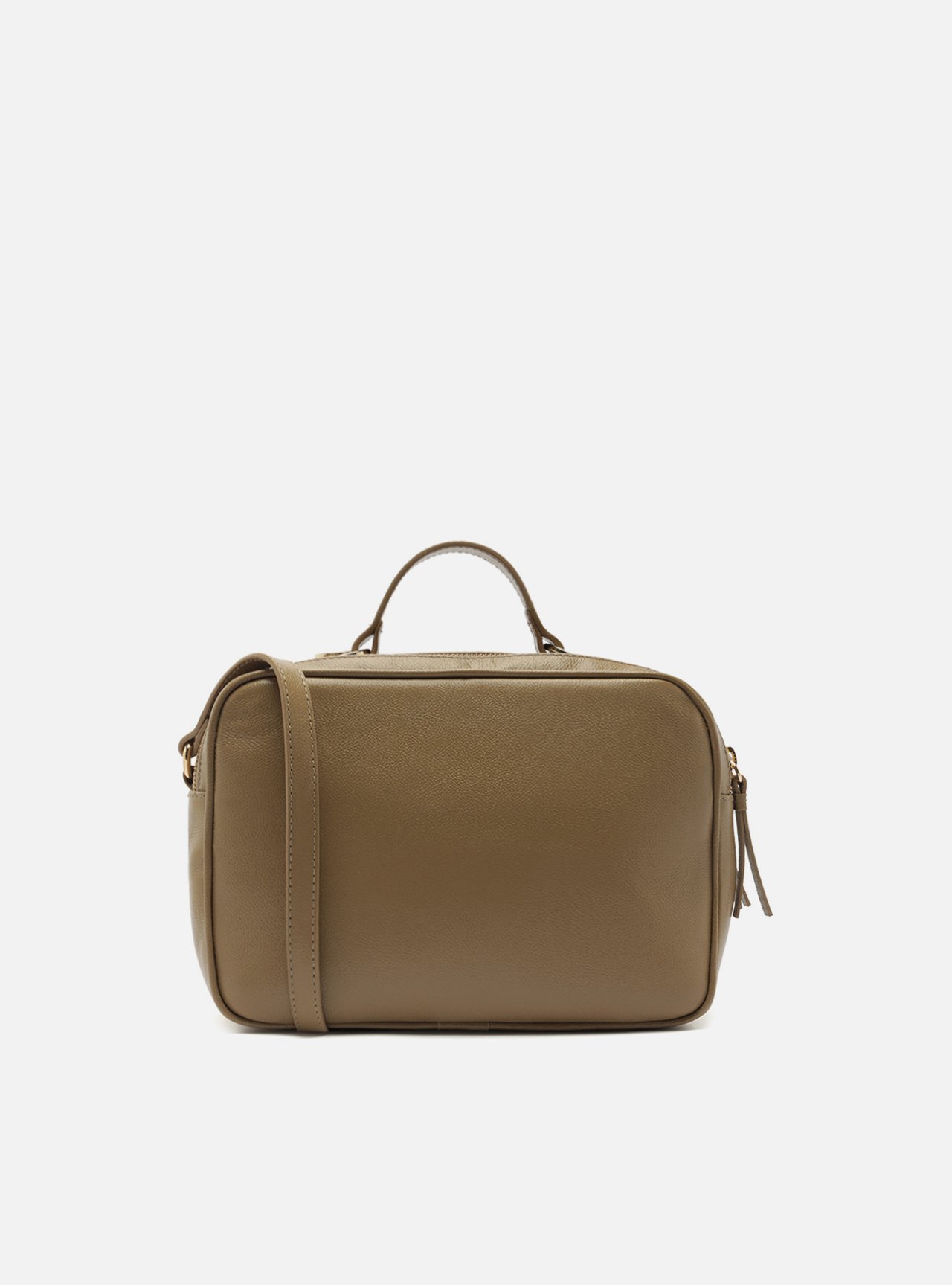 Bolsa Tiracolo Cinza Couro Francine Média — foto 3