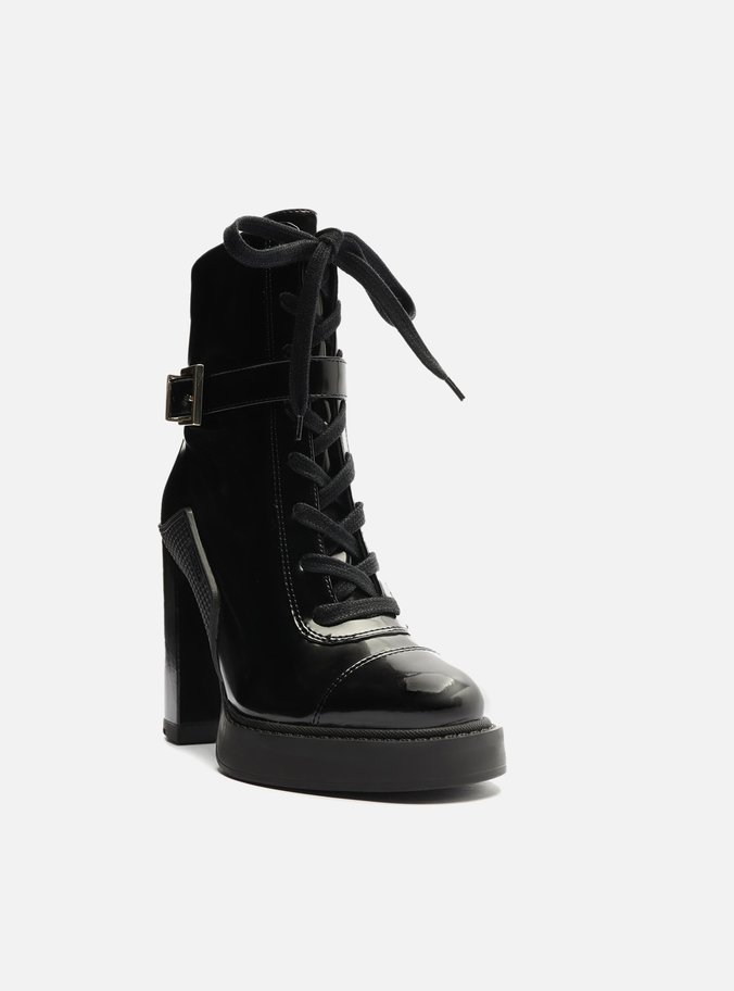 Bota Preta Verniz Salto Alto