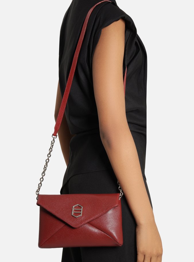 Bolsa Tiracolo Vermelha Couro Pequena Corrente
