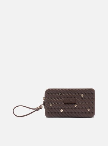 Arezzo — Clutch Marrom Pequena Metais Brizza