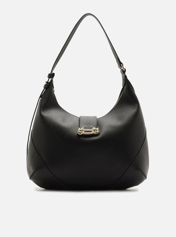 Arezzo — Bolsa Hobo Preta Grande Metais