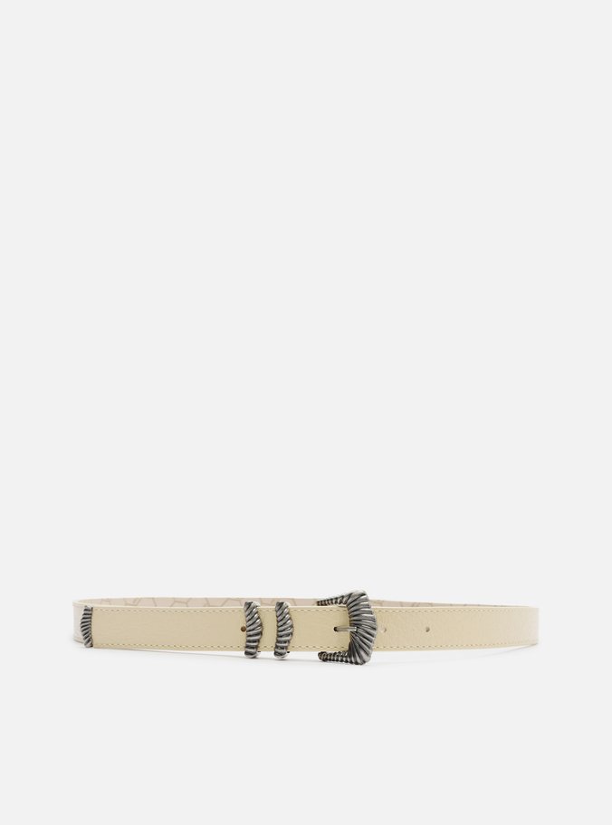 Cinto Amarelo Couro Fivela Folk