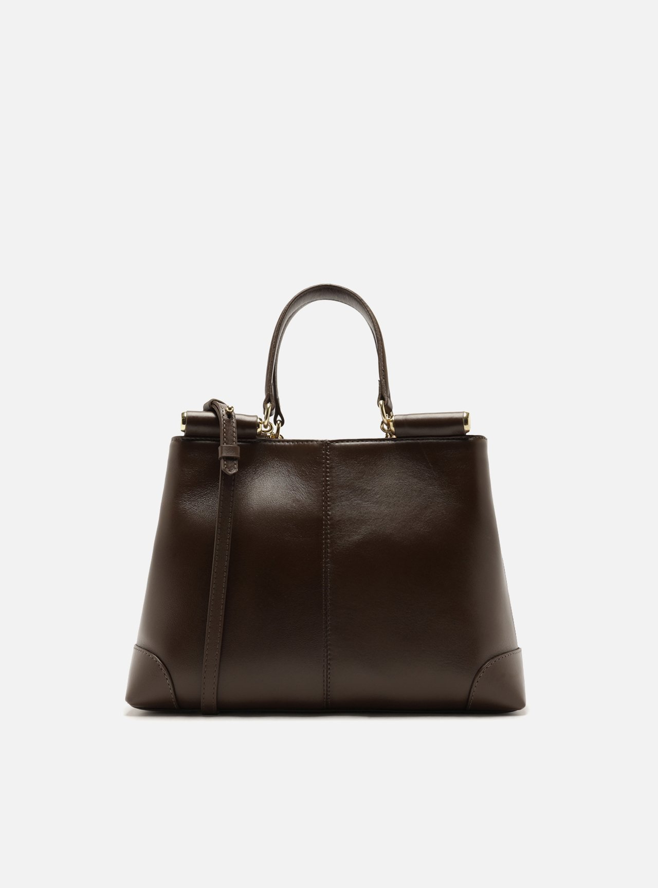 Bolsa Tote Marrom Couro Média — foto 3