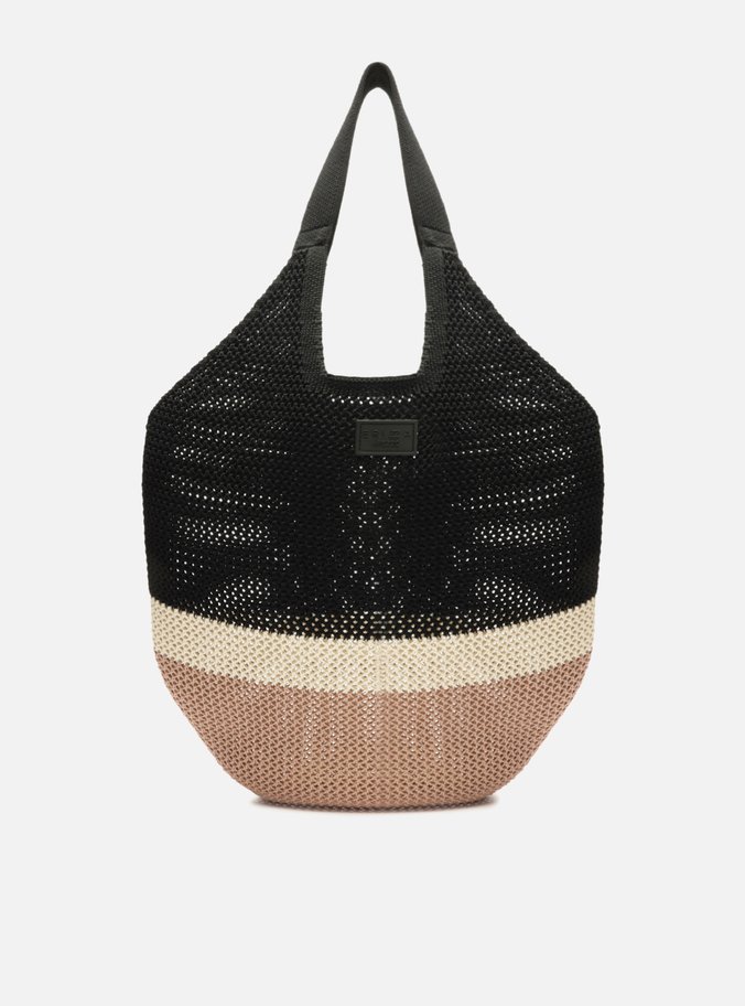Bolsa Shopping Preta Colorida Crochê Grande