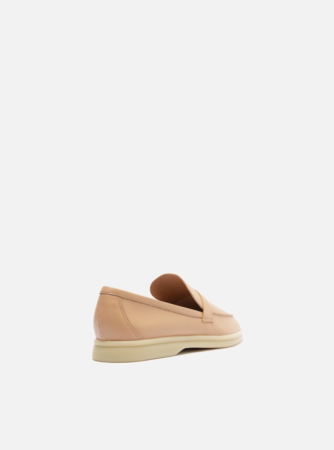 Mocassim Nude Couro Tira Detalhe