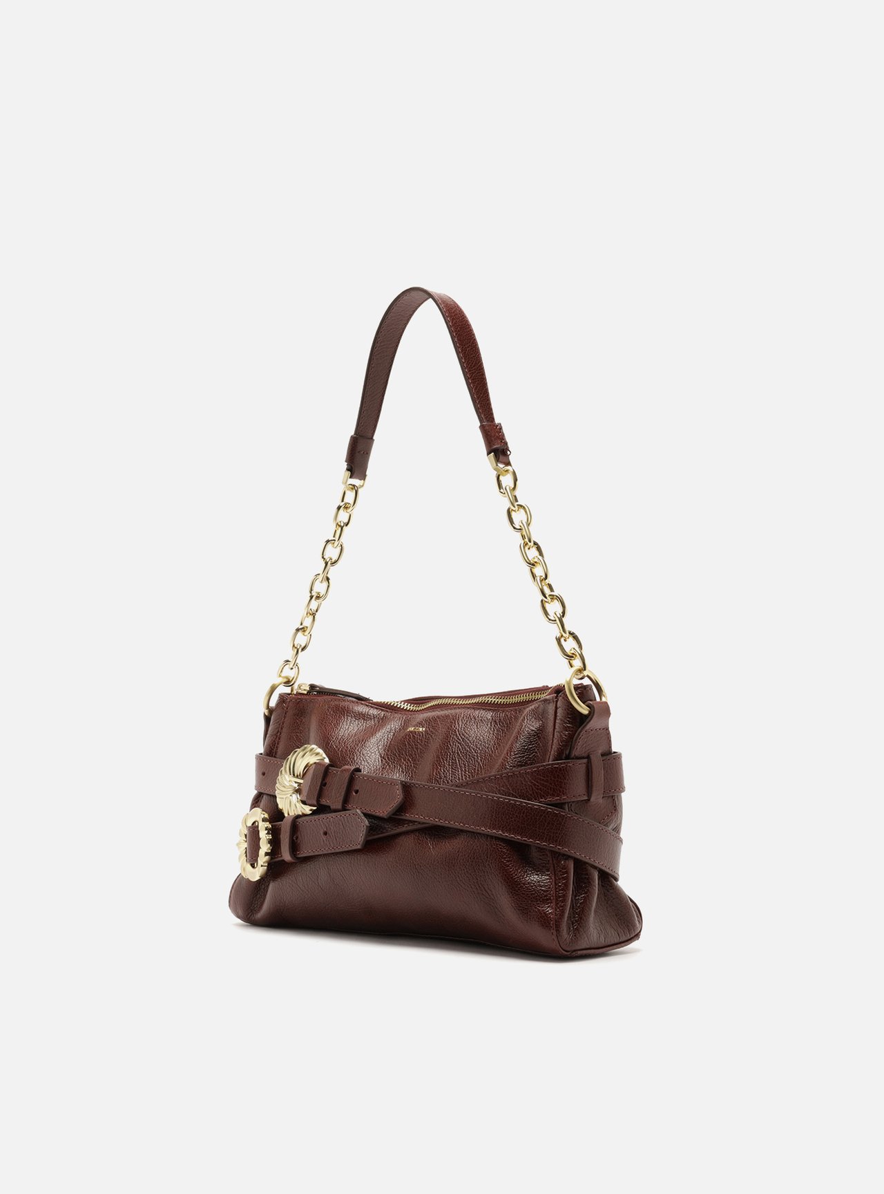 Bolsa Shoulder Bordô Couro Pequena Corrente — foto 2
