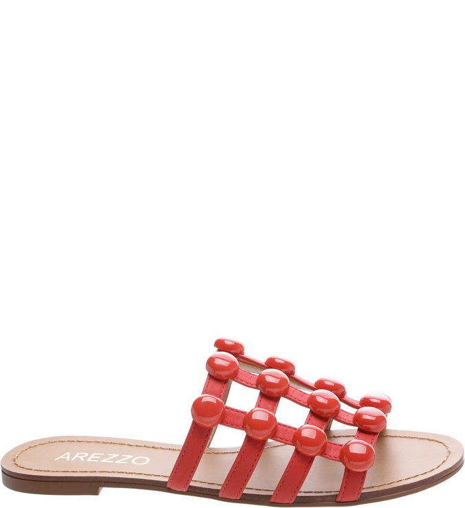 Chinelo Couro Bolas Royal Red