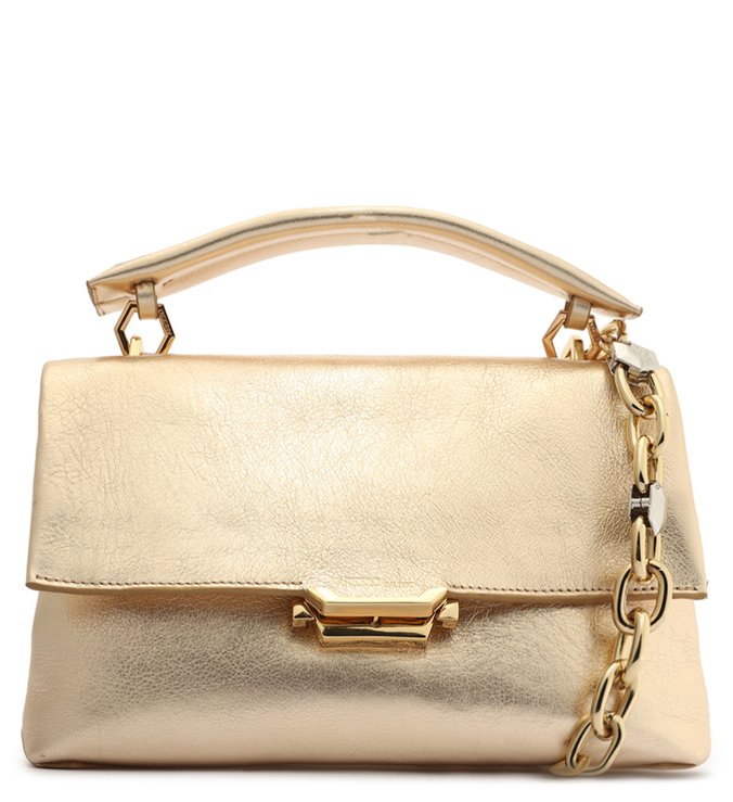 Bolsa Tiracolo Dourada Couro Ágatha Grande