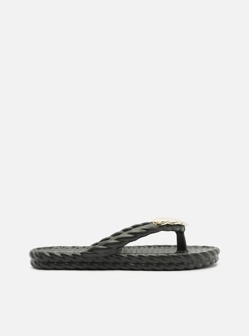 Arezzo — Chinelo de Dedo Preto Bico Redondo Brizza