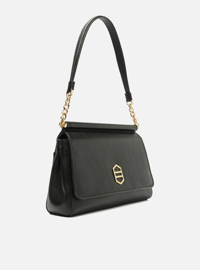 Bolsa Tiracolo Preta Couro Média Alça Curta