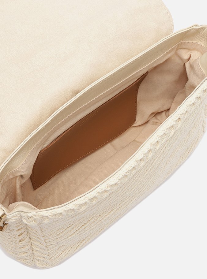 Tiracolo Branca Couro Gisele Média Bordados