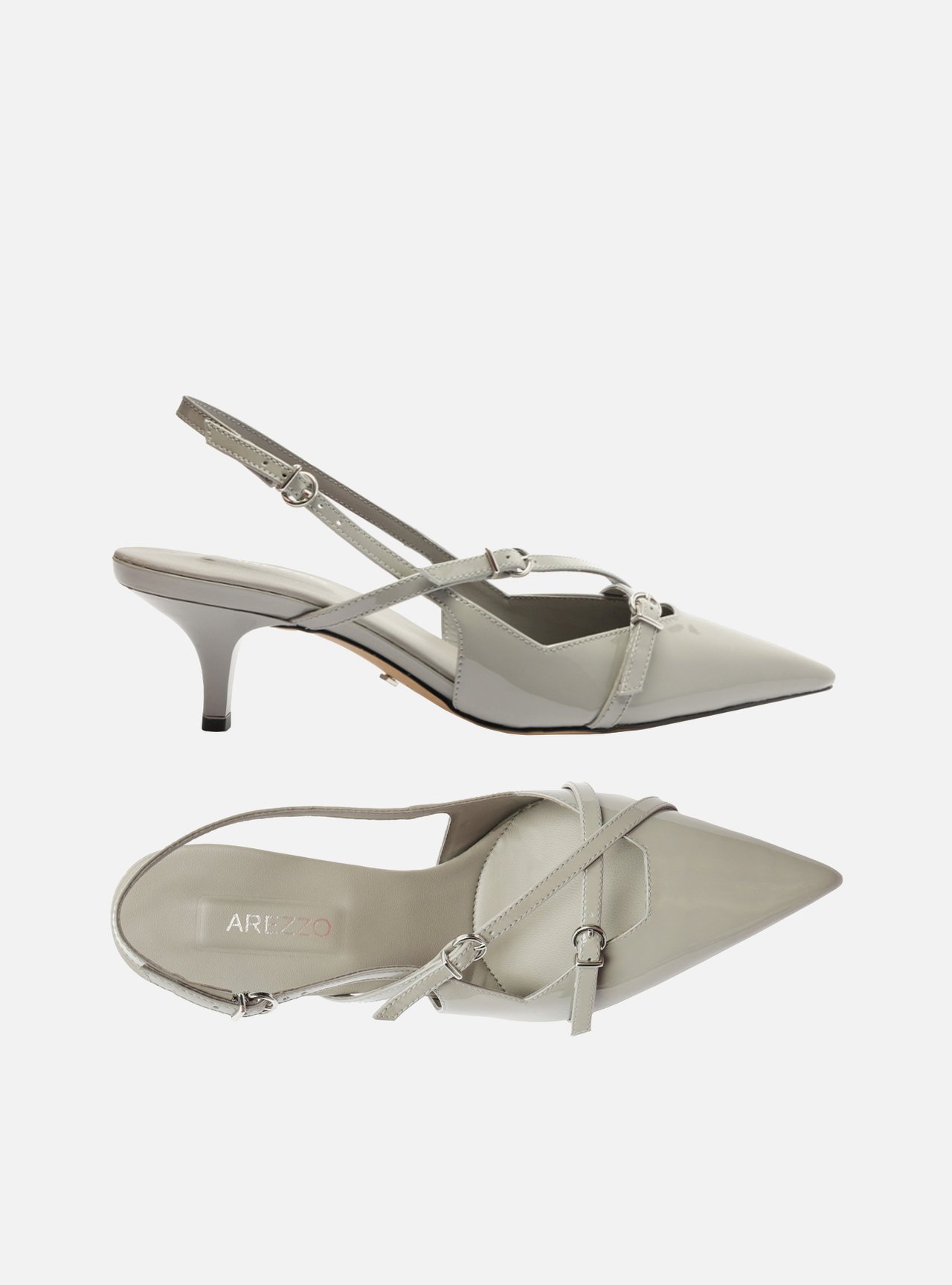 Scarpin Cinza Verniz Salto Alto Slingback Amélia — foto 5