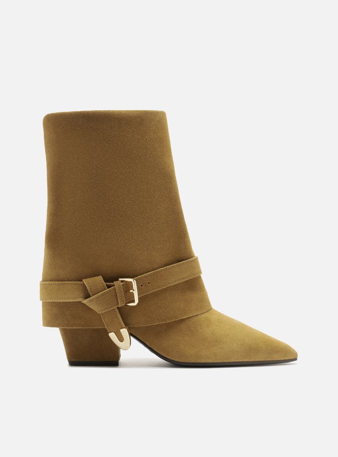 Bota Marrom Camurça Salto Médio