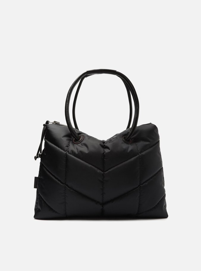 Bolsa Tote Preta Nylon Cora Grande
