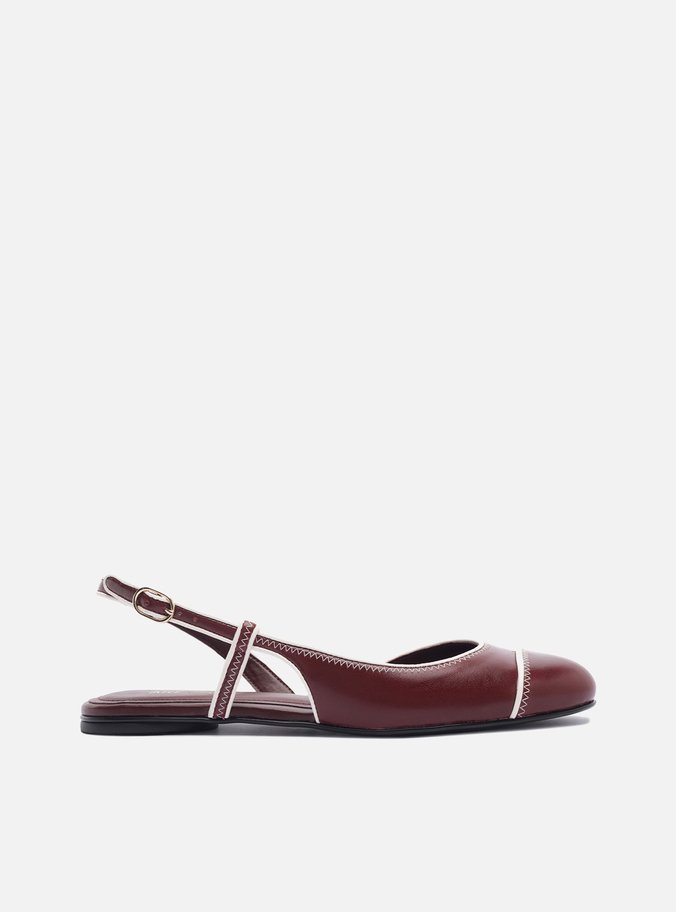 Sapatilha Bordô Bico Redondo Fivela Slingback