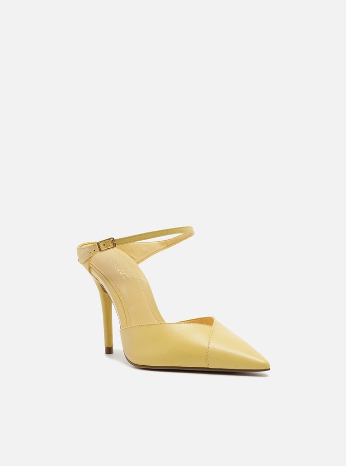 Scarpin Amarelo Couro Salto Alto