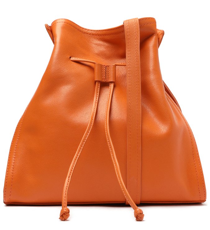 Bolsa Bucket Laranja Couro Lia Grande