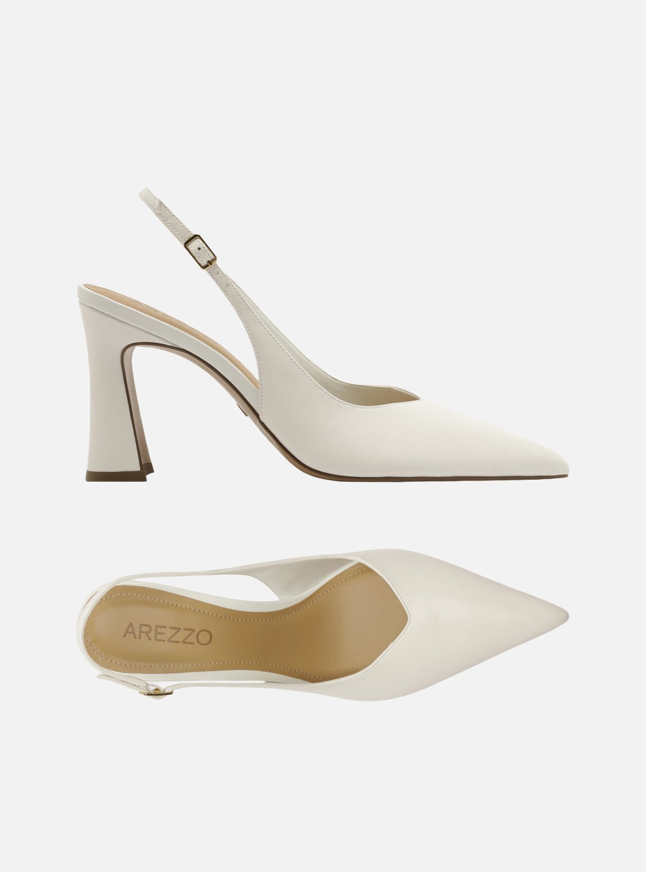 Scarpin Branco Couro Salto Taça Slingback — foto 5