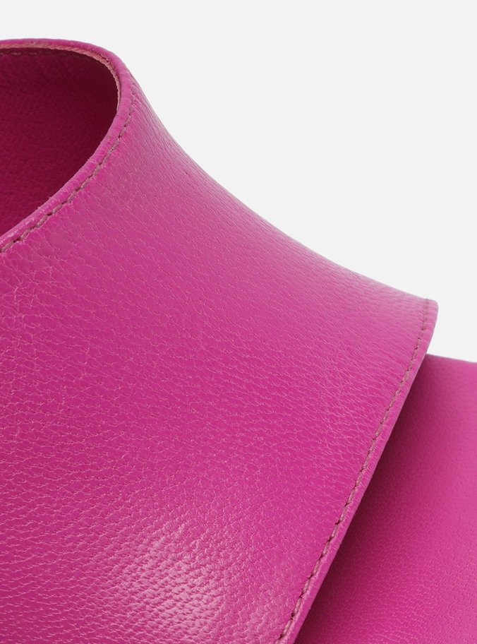 Mule Rosa Couro Meia Pata Salto Flare Megan