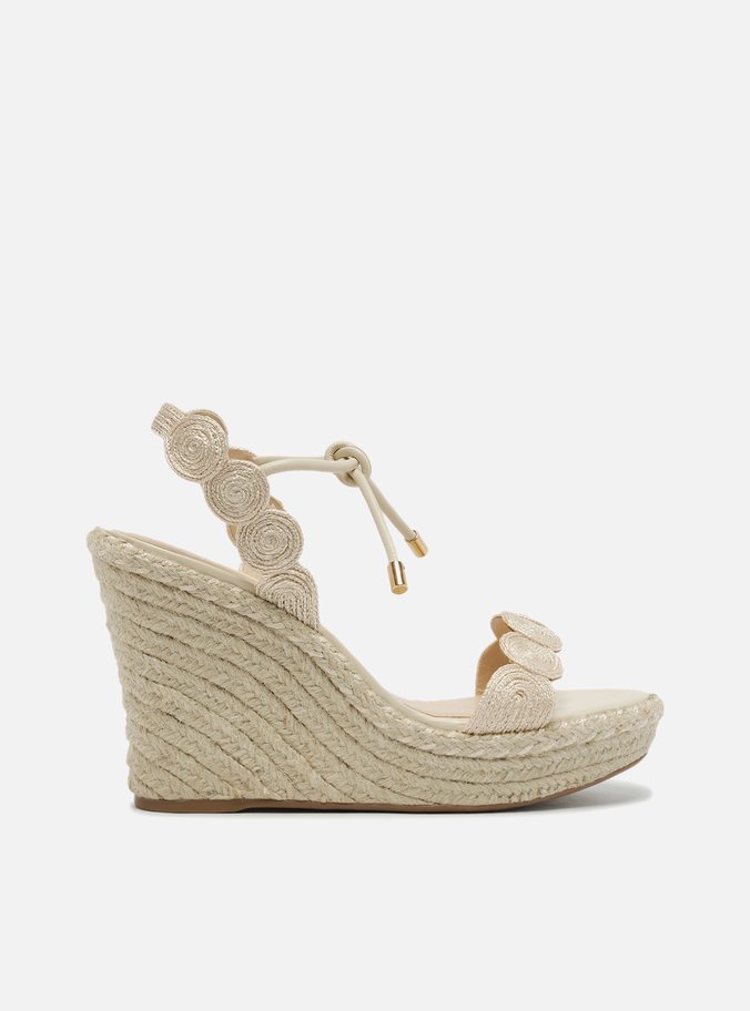 Sandália Off-White Plataforma Tiras Bordadas