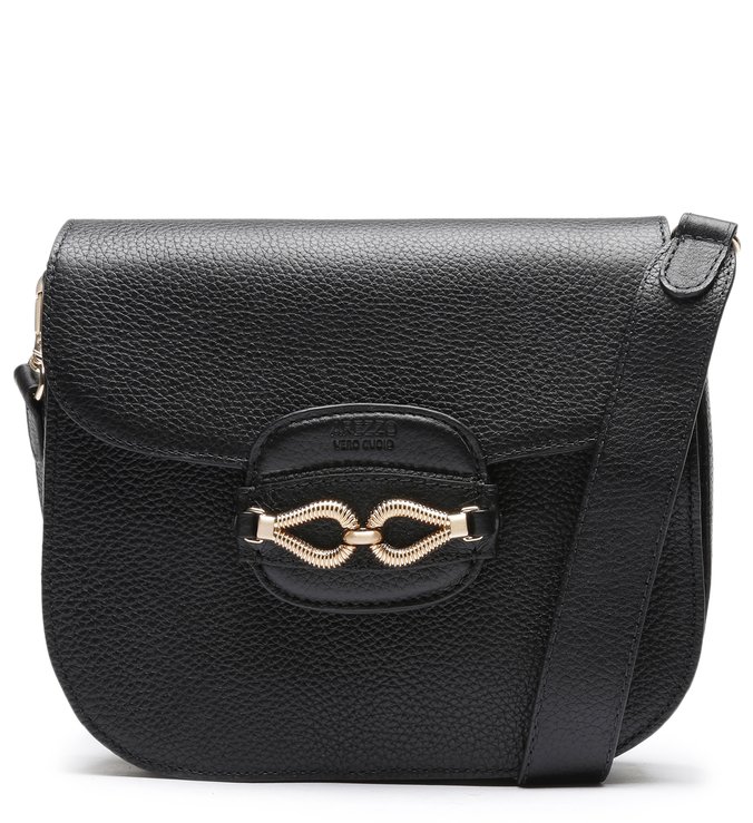 Bolsa Tiracolo Preta Couro Francesca