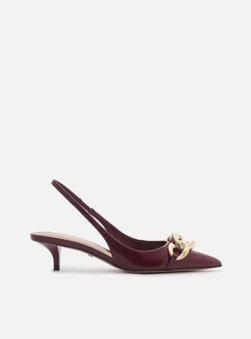 Scarpin Vermelho Salto Kitten Slingback Elos