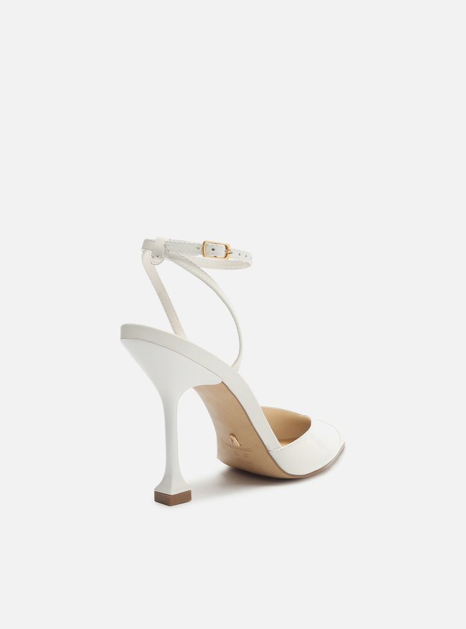 Scarpin Branco Couro Salto Fino Taça