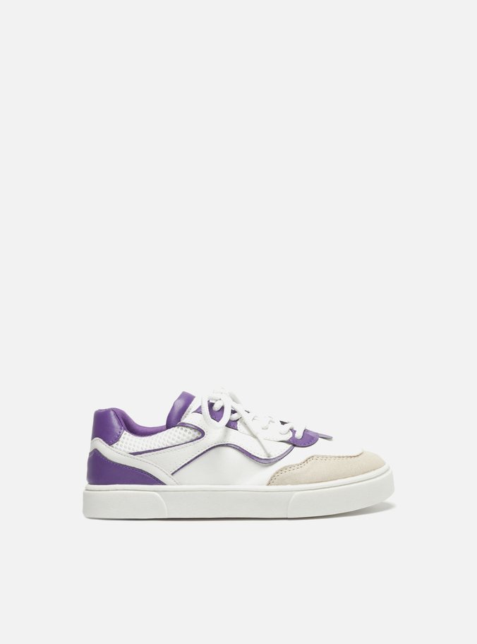 Tênis Infantil Branco Roxo Flatform Bambini